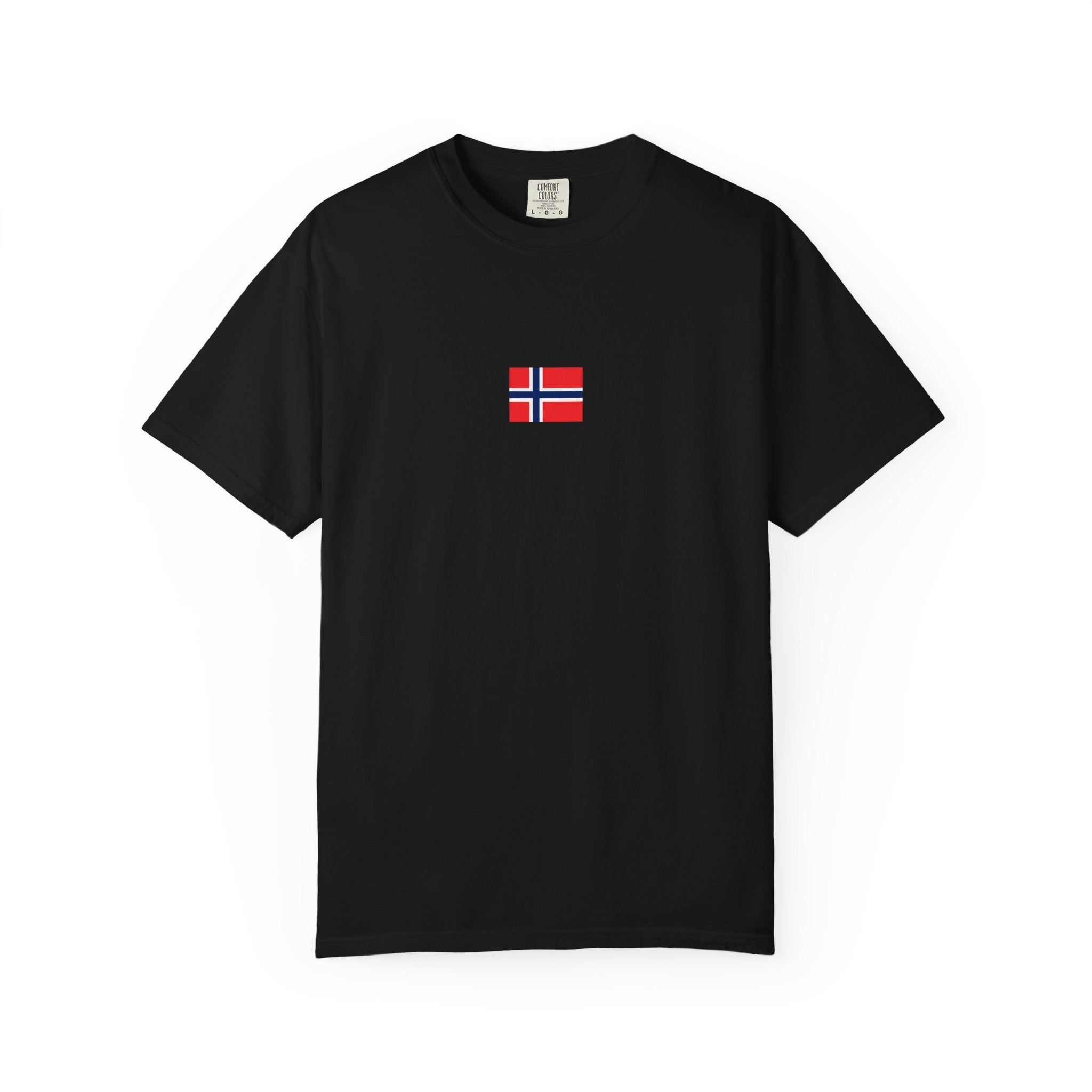 Norway Flag Map T-Shirt — Norwegian Flag Front Chest & Norway Map Back