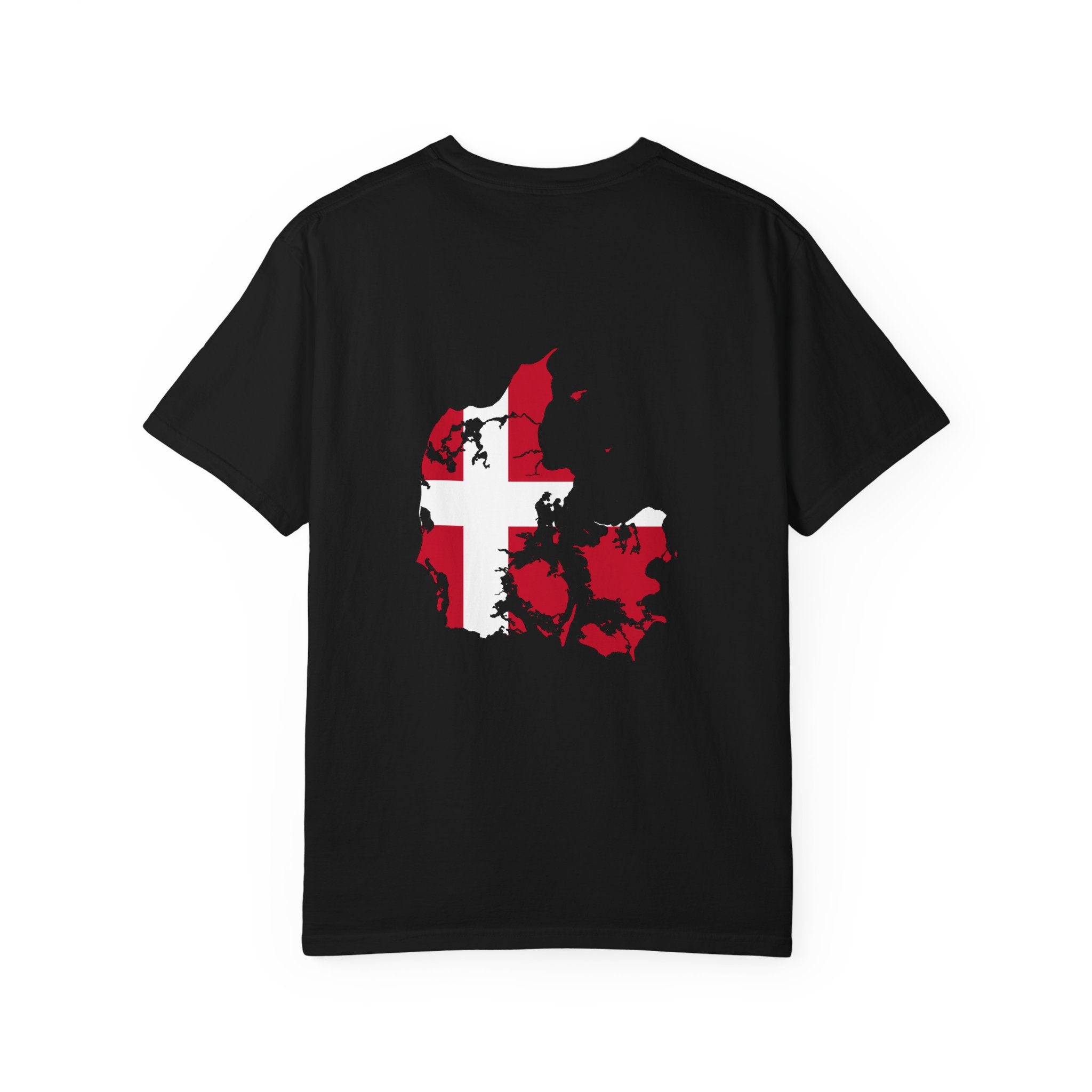 Denmark Flag T‑Shirt — Danish Map & Small Chest Flag Vintage Tee