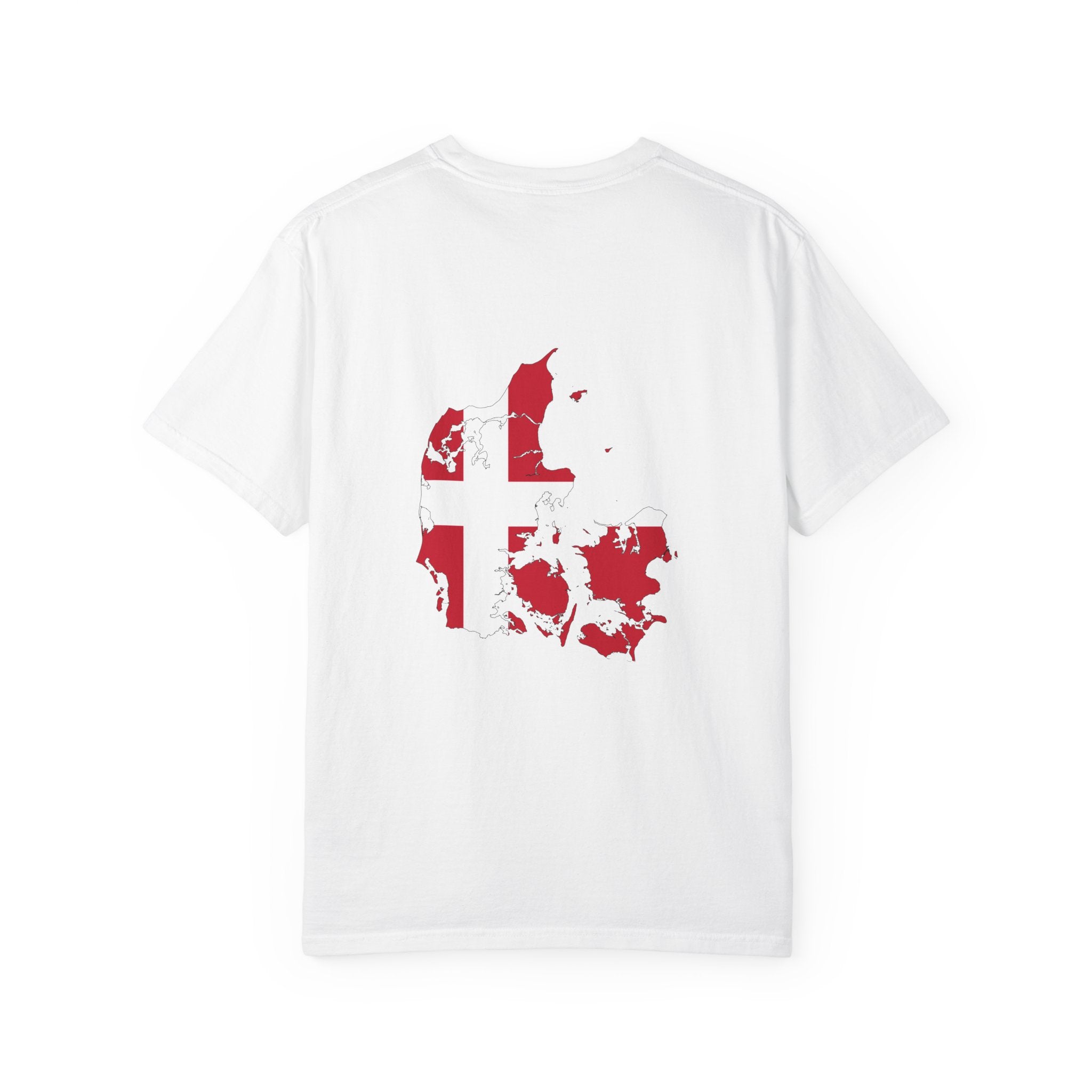 Denmark Flag T‑Shirt — Danish Map & Small Chest Flag Vintage Tee