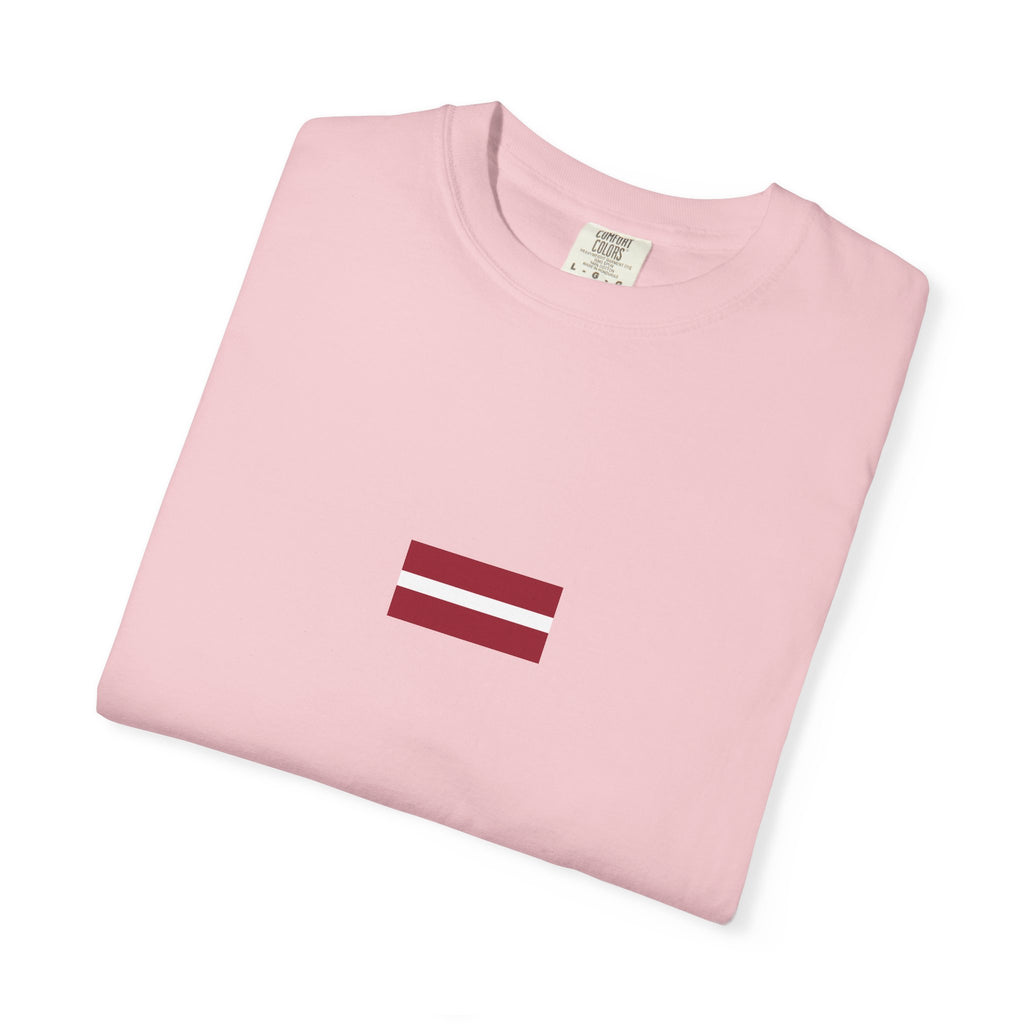 𝗟𝗔𝗧𝗩𝗜𝗔 | 𝗧‑𝗦𝗛𝗜𝗥𝗧 "Minimal Front Flag &amp; Back Map Design" 👕🛒📦✈️🌍🚚✅