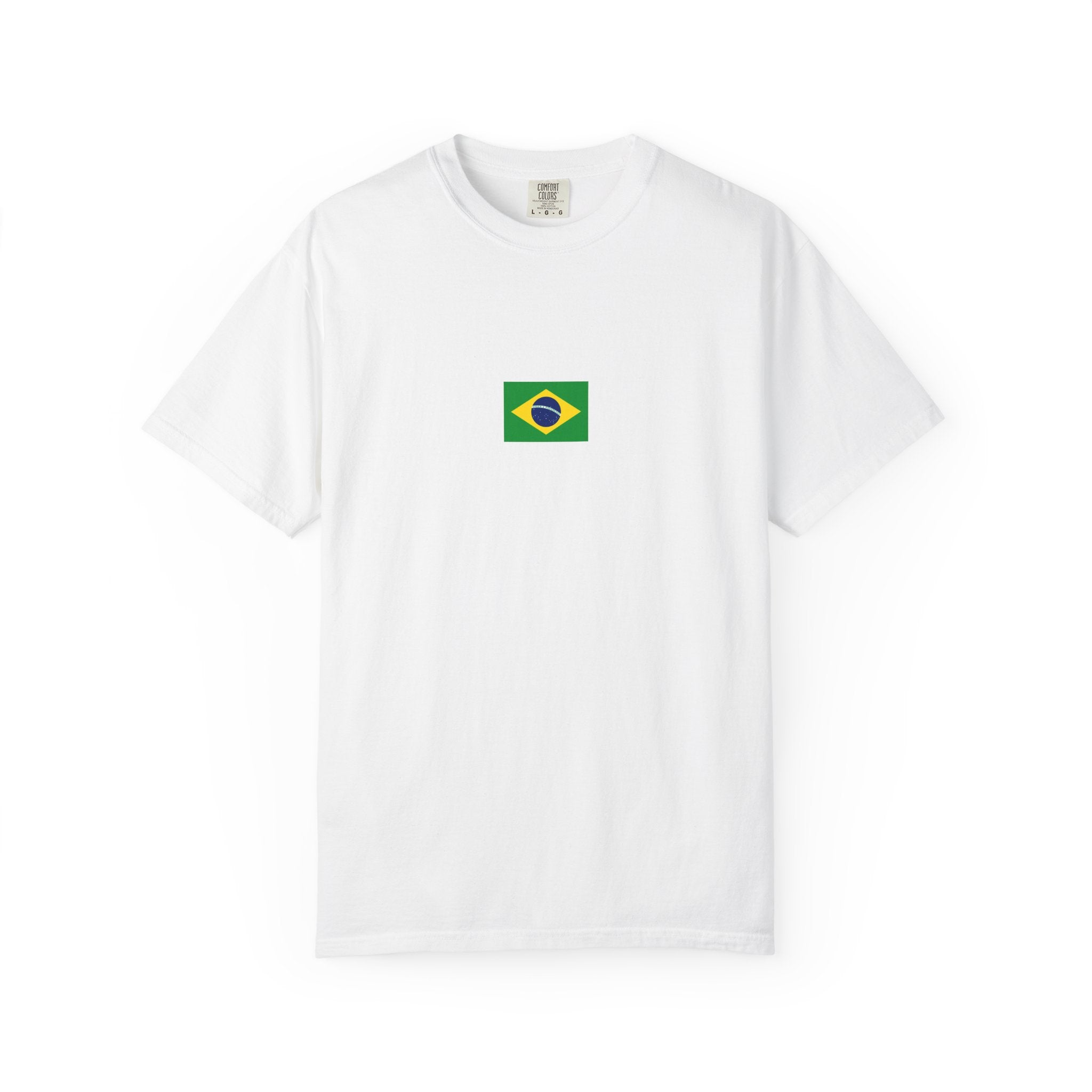 Brazil Flag T-Shirt — Small Front Flag, Back Brazil Map Design