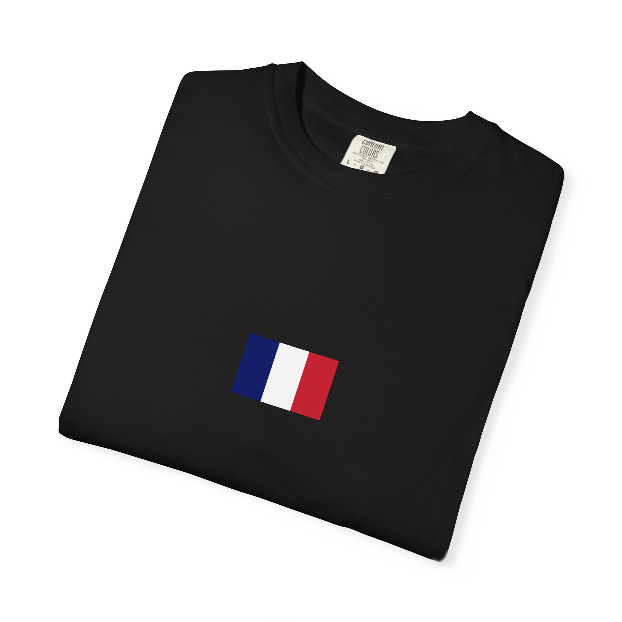 French Flag Minimalist T-Shirt — Small Tricolor Chest Design