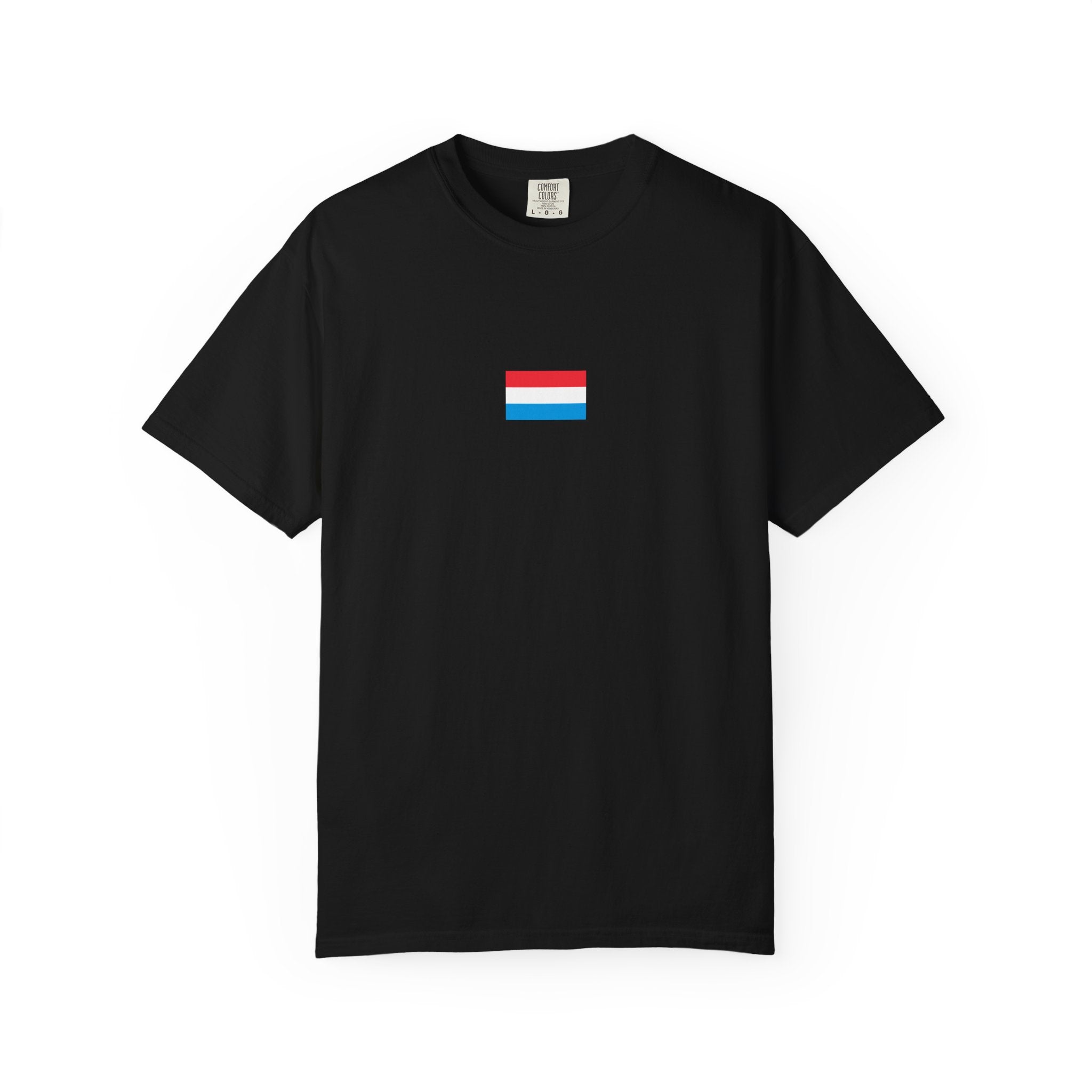𝗟𝗨𝗫𝗘𝗠𝗕𝗢𝗨𝗥𝗚 | 𝗧‑𝗦𝗛𝗜𝗥𝗧 "Minimal Front Flag & Back Map Design" 👕🛒📦✈️🌍🚚✅