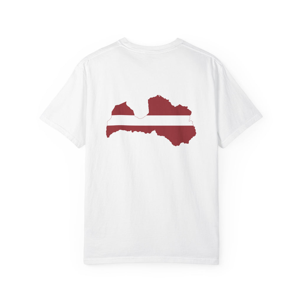 𝗟𝗔𝗧𝗩𝗜𝗔 | 𝗧‑𝗦𝗛𝗜𝗥𝗧 "Minimal Front Flag &amp; Back Map Design" 👕🛒📦✈️🌍🚚✅