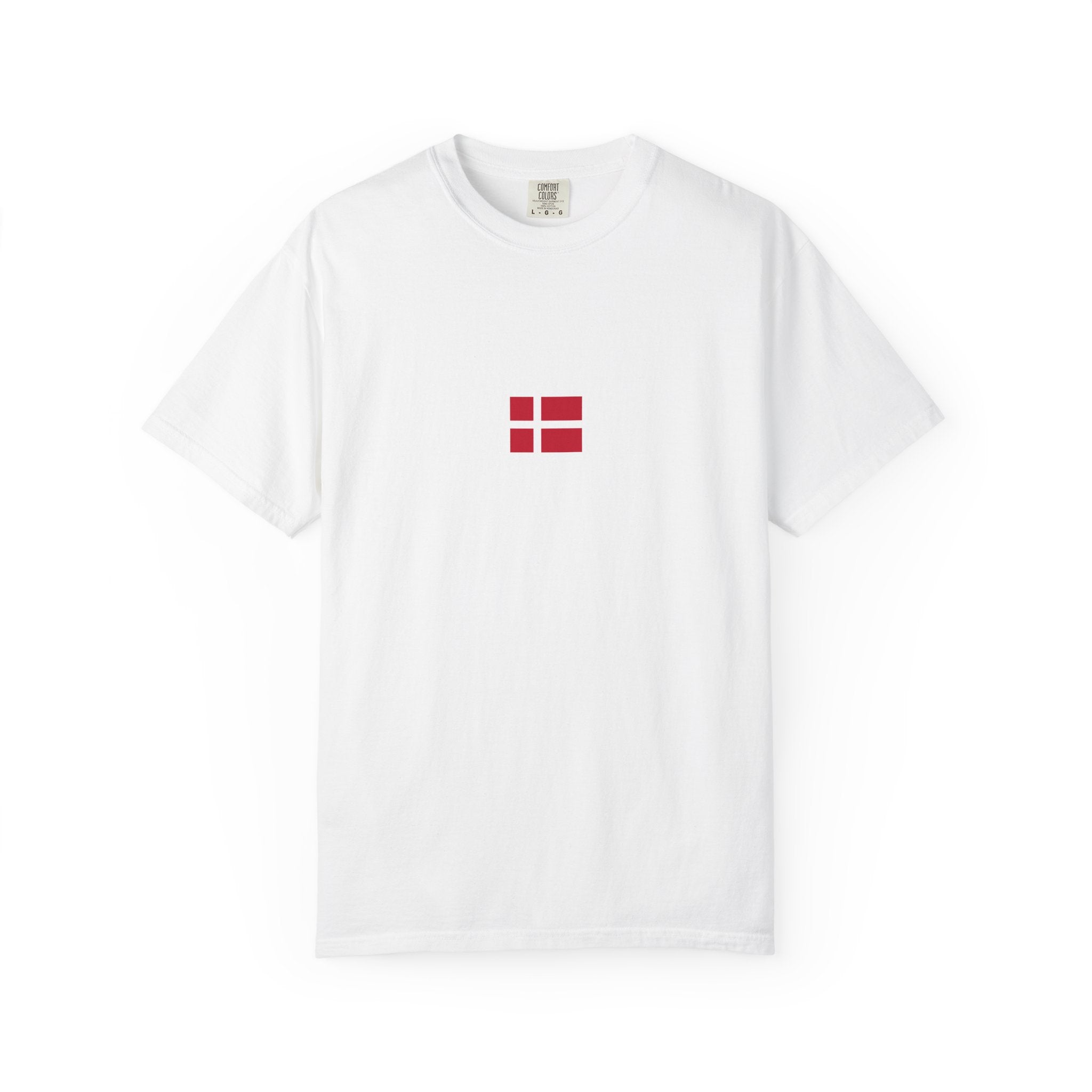 Denmark Flag T‑Shirt — Danish Map & Small Chest Flag Vintage Tee