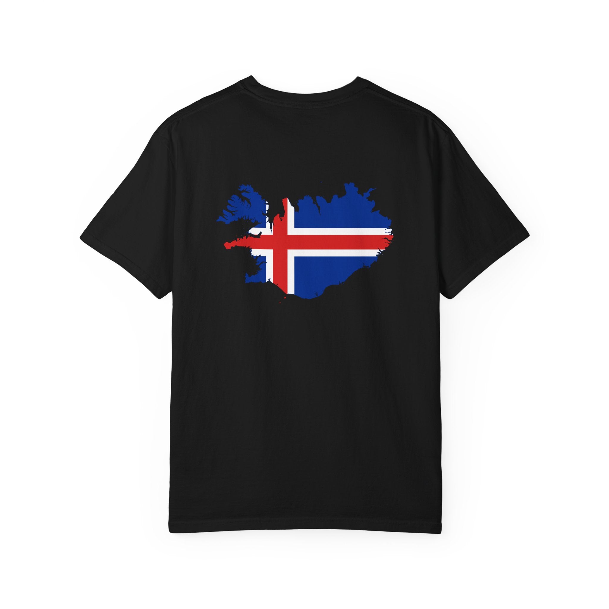 Iceland Flag Map T-Shirt — Small Flag Front, Icelandic Map Back
