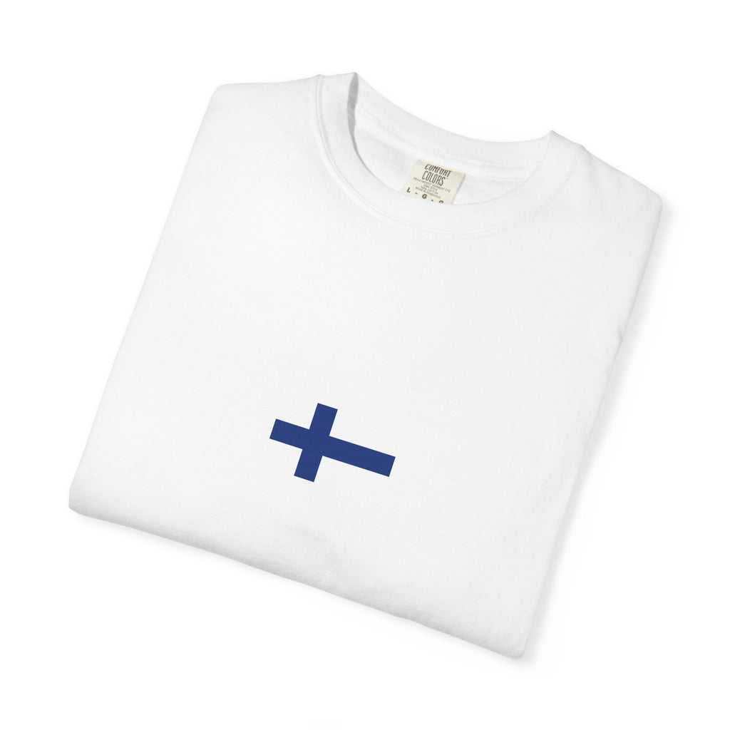 𝗙𝗜𝗡𝗟𝗔𝗡𝗗 | 𝗧‑𝗦𝗛𝗜𝗥𝗧 "Minimal Front Flag & Back Map Design" 👕🛒📦✈️🌍🚚✅