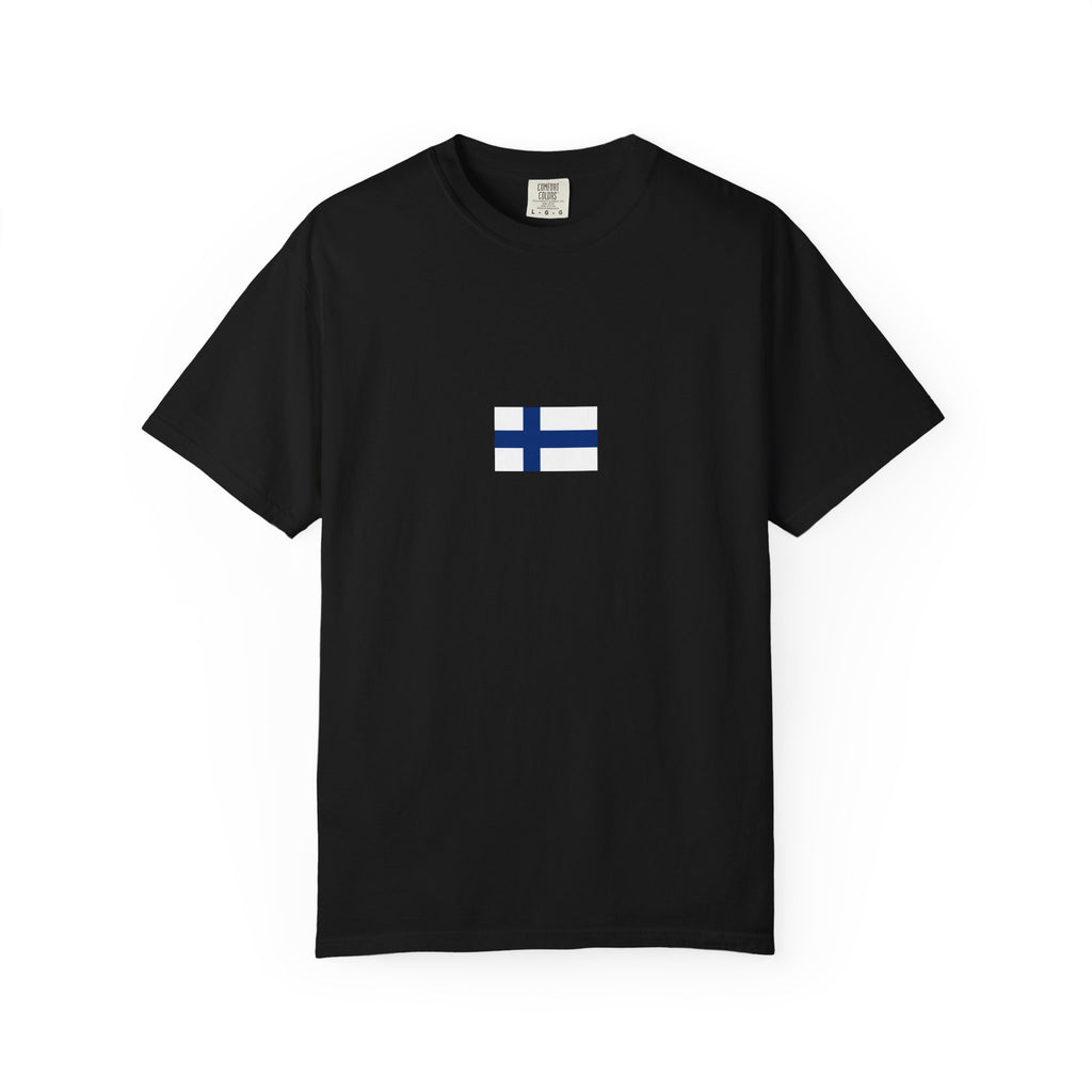 𝗙𝗜𝗡𝗟𝗔𝗡𝗗 | 𝗧‑𝗦𝗛𝗜𝗥𝗧 "Minimal Front Flag & Back Map Design" 👕🛒📦✈️🌍🚚✅