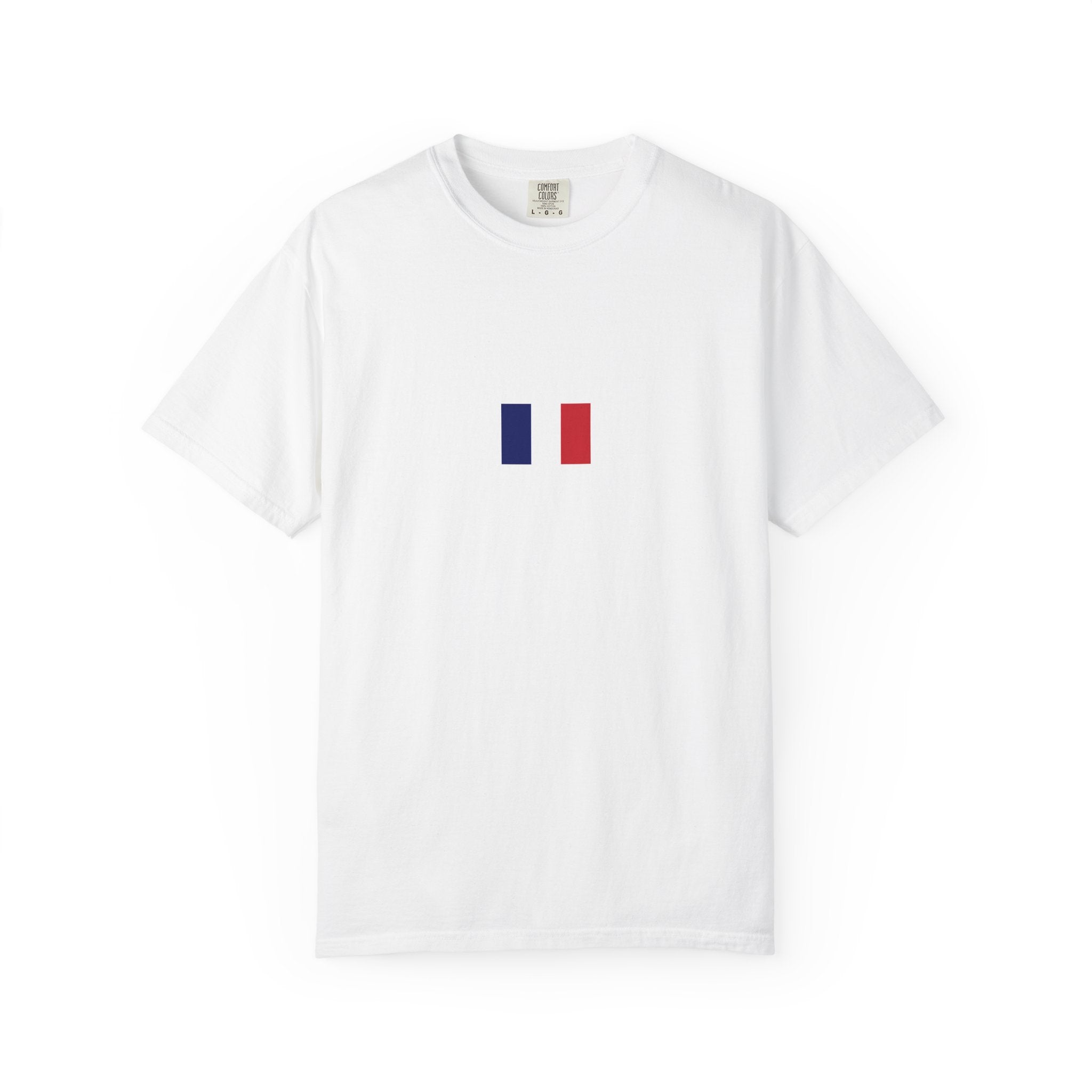 French Flag Minimalist T-Shirt — Small Tricolor Chest Design