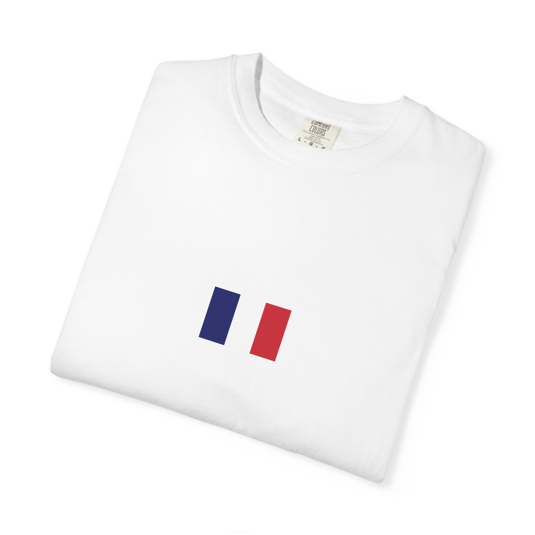 French Flag Minimalist T-Shirt — Small Tricolor Chest Design